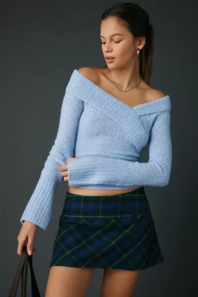 Kimchi Blue Andie Asymmetric Foldover Off-The-Shoulder Sweater