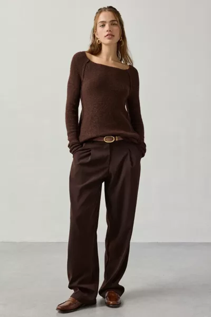 BDG Angel Boatneck Fit-And-Flare Tunic Sweater