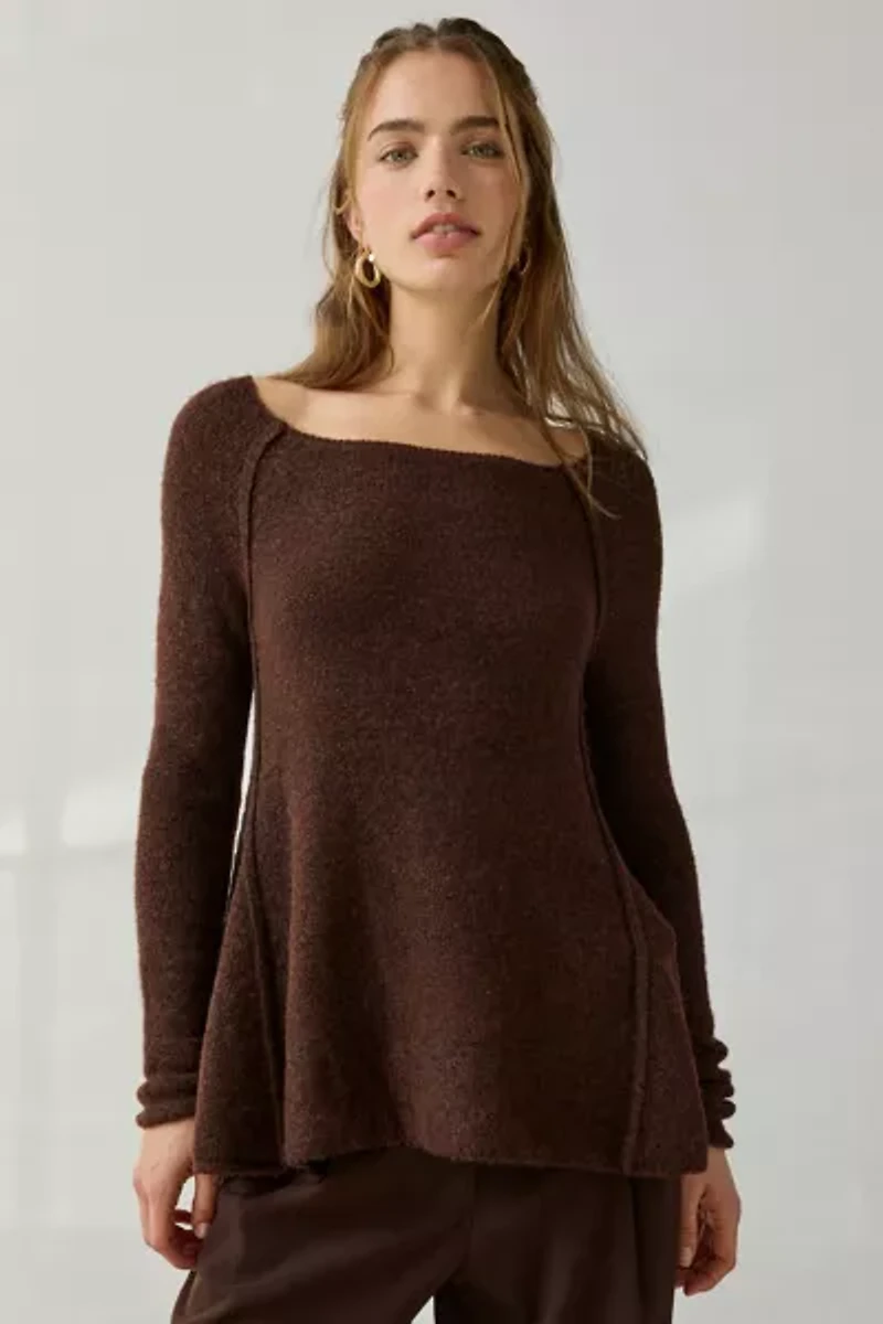 BDG Angel Boatneck Fit-And-Flare Tunic Sweater