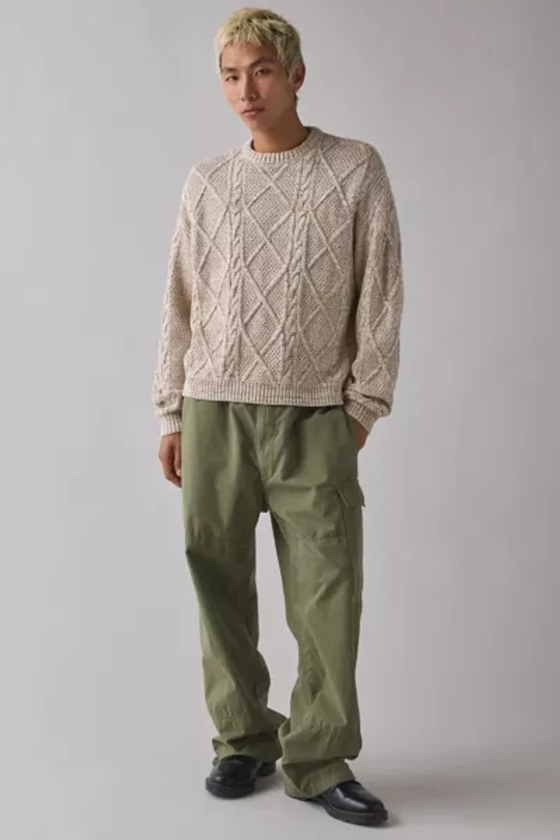 UO Kieran Cable Knit Boxy Crew Neck Sweater