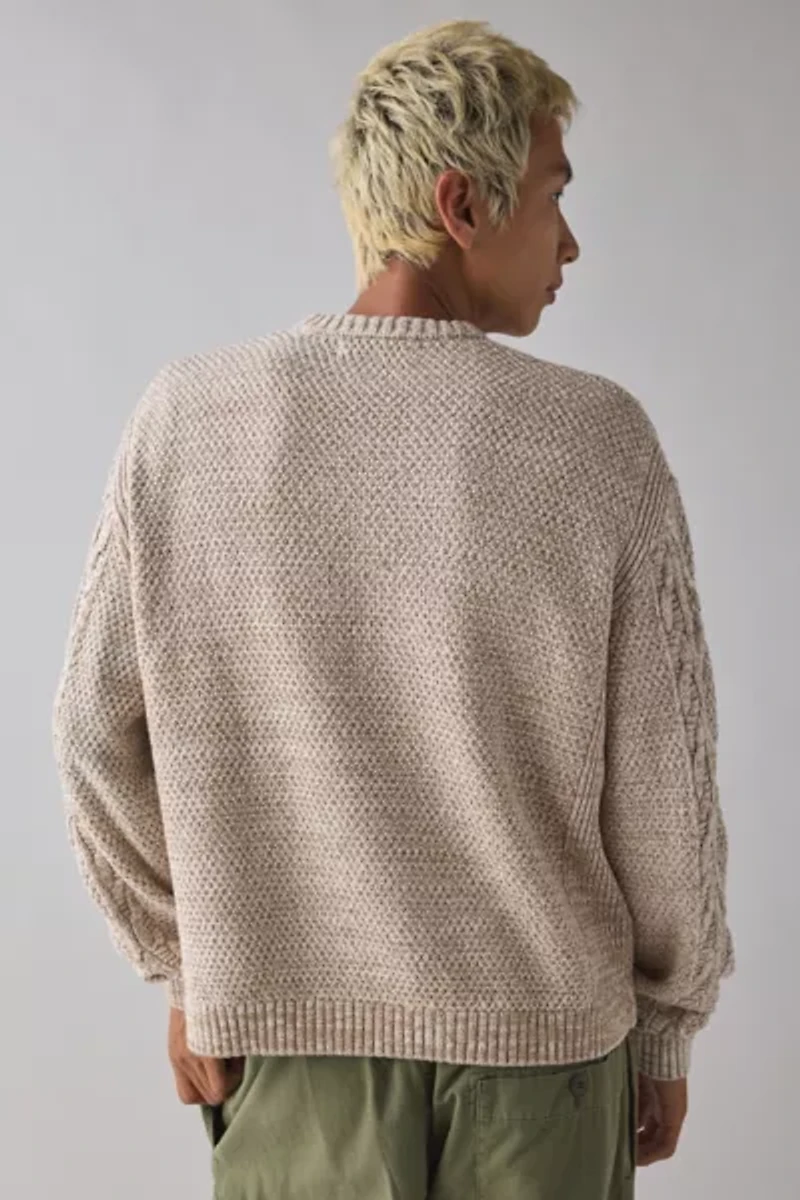 UO Kieran Cable Knit Boxy Crew Neck Sweater