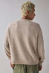 UO Kieran Cable Knit Boxy Crew Neck Sweater