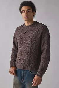 UO Kieran Cable Knit Boxy Crew Neck Sweater