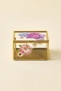 Floral Glass Trinket Box