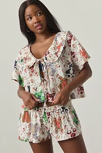 Out From Under Sweet Dreams Tie-Front Top + Micro Short PJ Set
