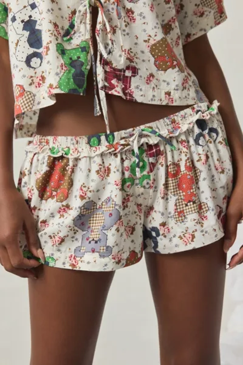 Out From Under Sweet Dreams Tie-Front Top + Micro Short PJ Set