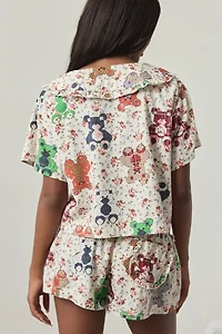 Out From Under Sweet Dreams Tie-Front Top + Micro Short PJ Set