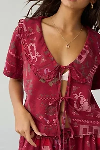 Out From Under Sweet Dreams Tie-Front Top + Micro Short PJ Set