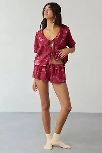 Out From Under Sweet Dreams Tie-Front Top + Micro Short PJ Set