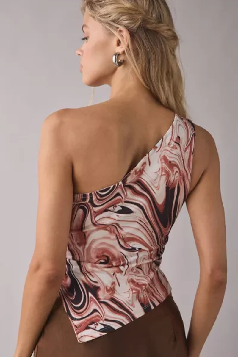 ReMADE By UO Remnants Swirl Asymmetric One Shoulder Top