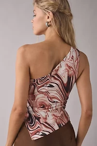 ReMADE By UO Remnants Swirl Asymmetric One Shoulder Top
