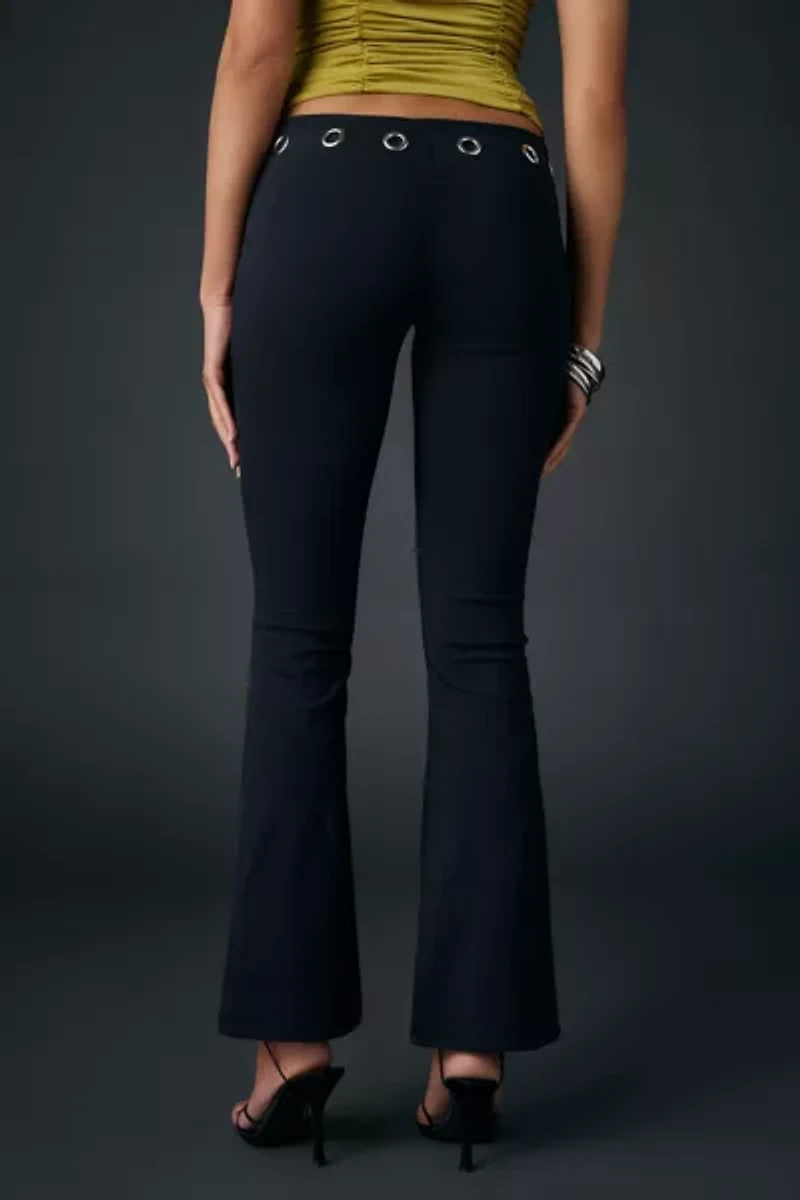 UO Hailey Grommet Stretch Pull-On Low-Rise Flare Pant