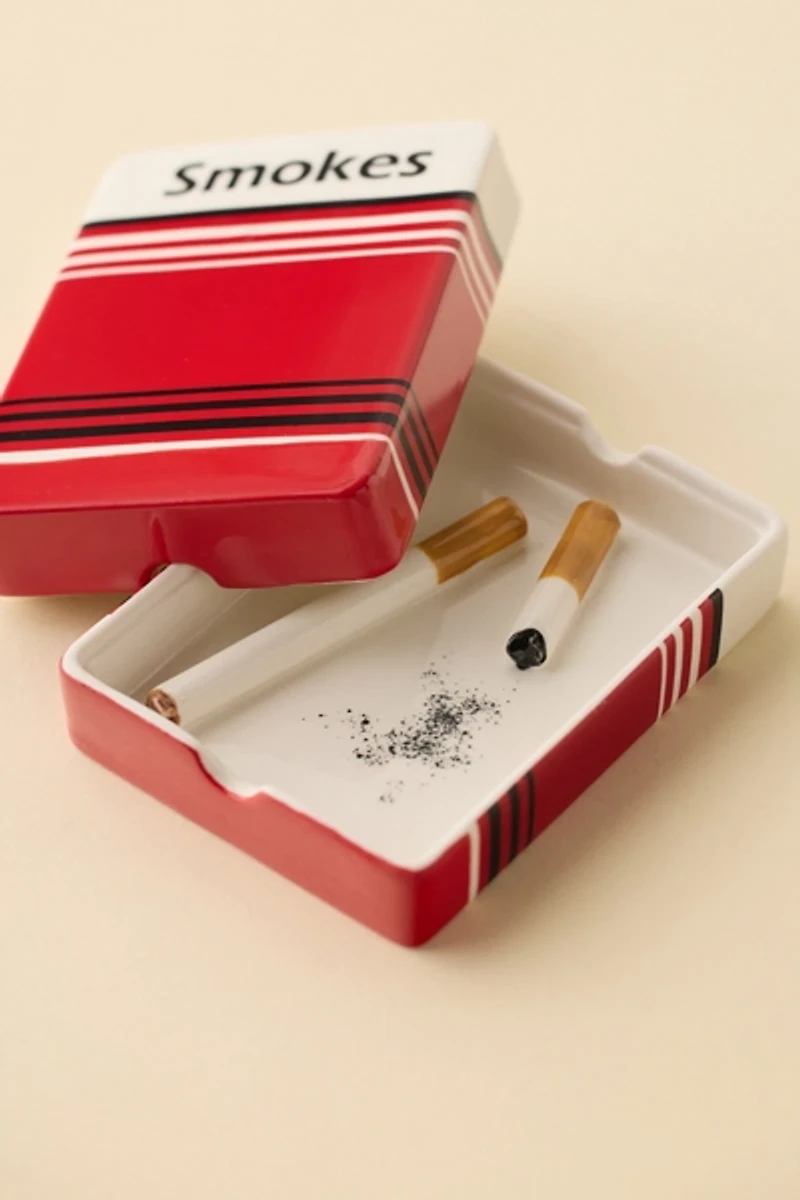 Cigarettes Lidded Ceramic Ashtray