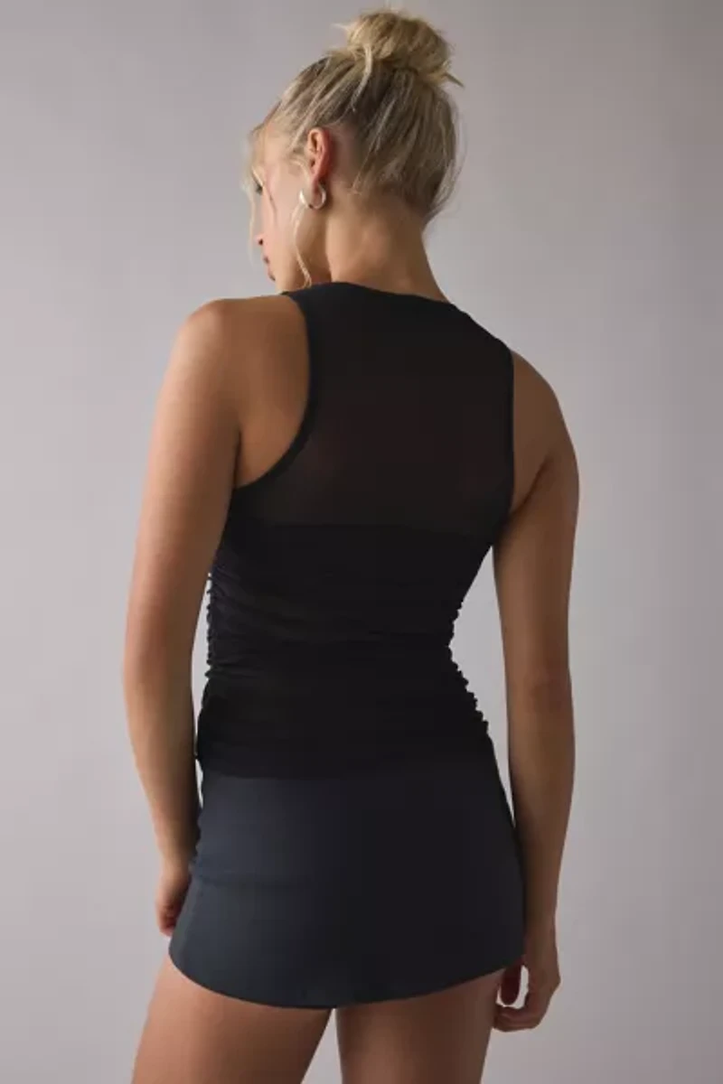AFRM Cannari Sheer Mesh Illusion Ruched Top