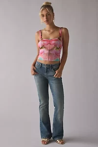 AFRM Court Coral Daffodil Mesh Corset Top