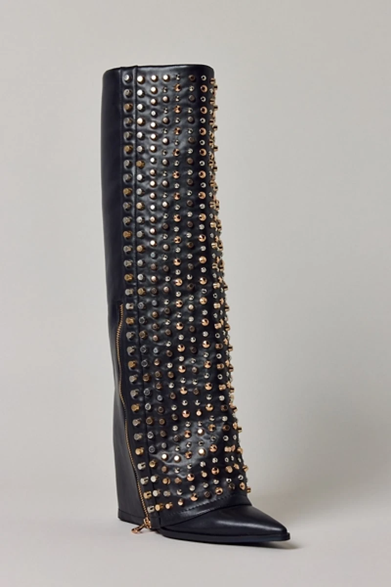 Azalea Wang Agustue Studded Knee-High Boot