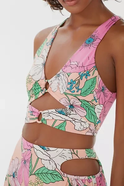 AFRM Spring Blush Bouquet Darya O-Ring Detail Crop Tank Top