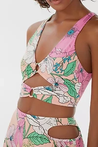 AFRM Spring Blush Bouquet Darya O-Ring Detail Crop Tank Top