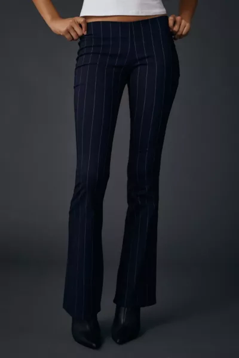 UO Hailey Pinstripe Stretch Pull-On Low-Rise Flare Pant