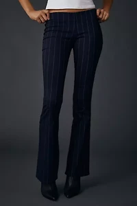 UO Hailey Pinstripe Stretch Pull-On Low-Rise Flare Pant