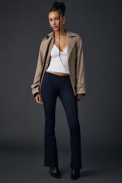 UO Hailey Pinstripe Stretch Pull-On Low-Rise Flare Pant