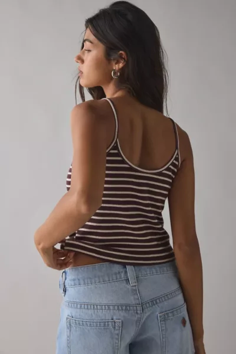 Lioness Carrie Striped Scoop Neck Cropped Cami