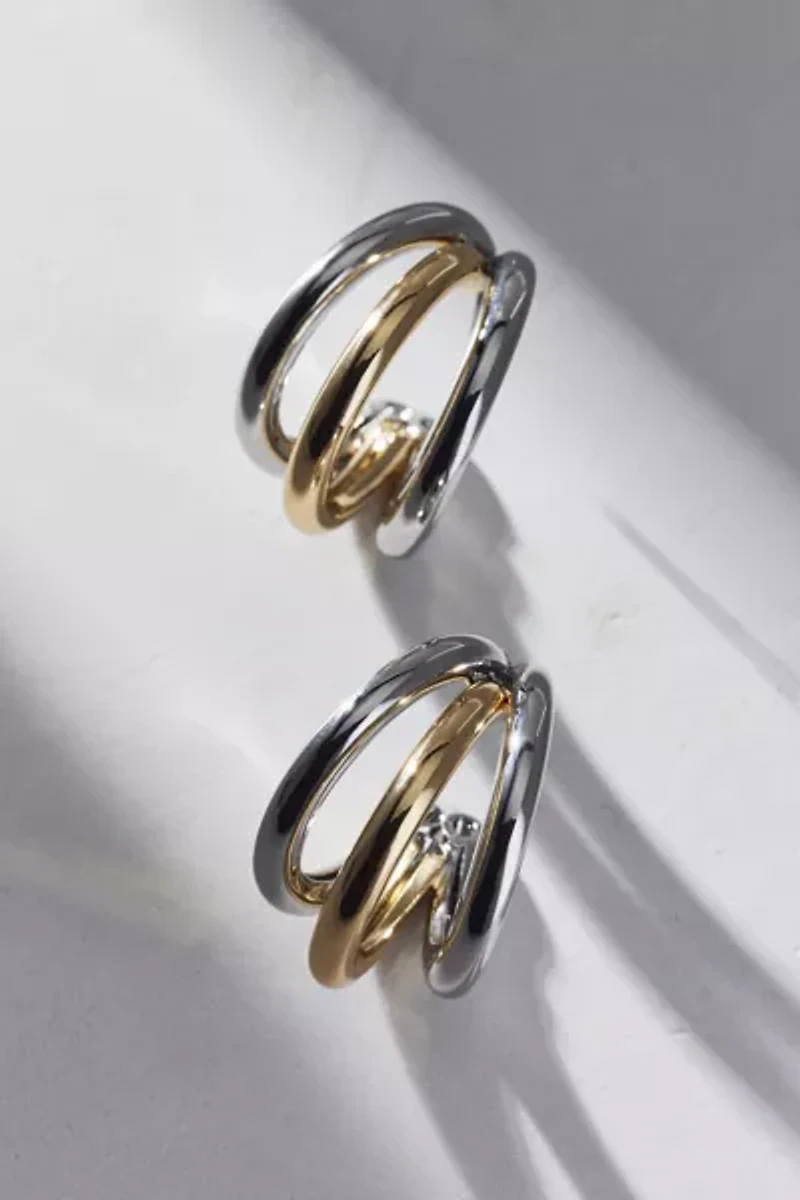 Mixed Metal Statement Hoop Earring