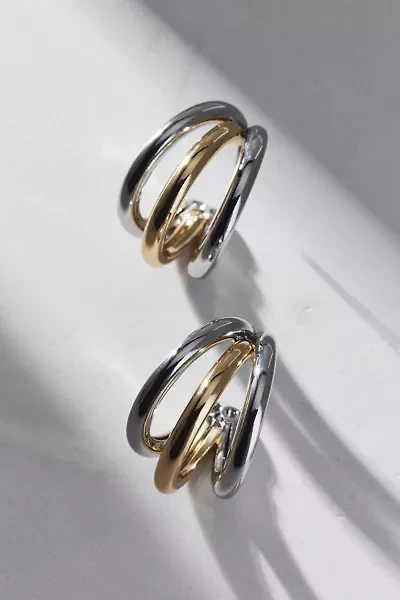 Mixed Metal Statement Hoop Earring