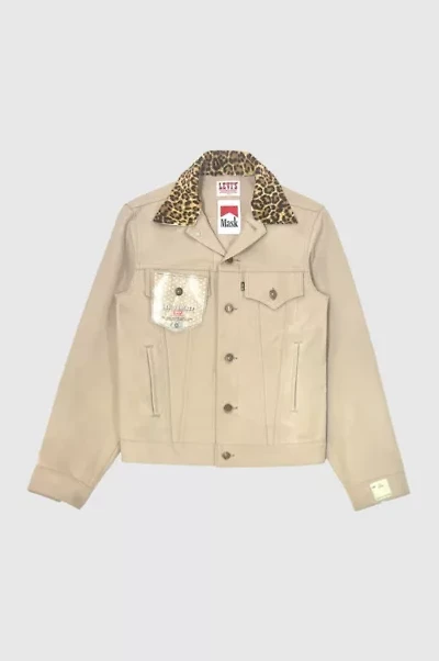 Vintage 1970's Deadstock Levi's Leopard Print Collar Staprest Type 3 Trucker Jacket