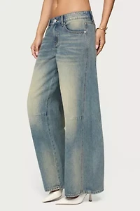 Edikted Fade Washed Low Rise Baggy Jeans