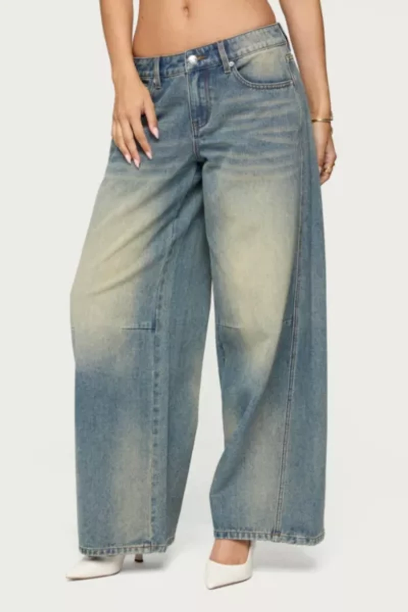Edikted Fade Washed Low Rise Baggy Jeans