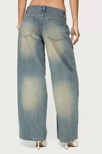 Edikted Fade Washed Low Rise Baggy Jeans