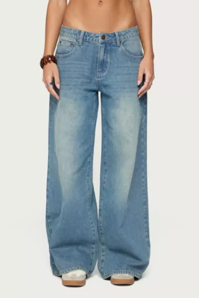 Edikted Graphic Vintage Washed Low Rise Jeans