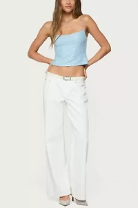Edikted Metallic & Sequin Textured Tank Top