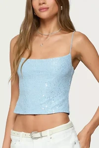 Edikted Metallic & Sequin Textured Tank Top