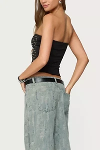 Edikted Blanco Studded Grommet Tube Top