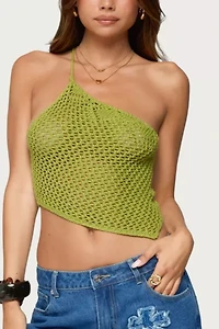 Edikted Daley Asymmetric One Shoulder Crochet Top