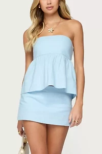 Edikted Avalai Linen Look Strapless Babydoll Top