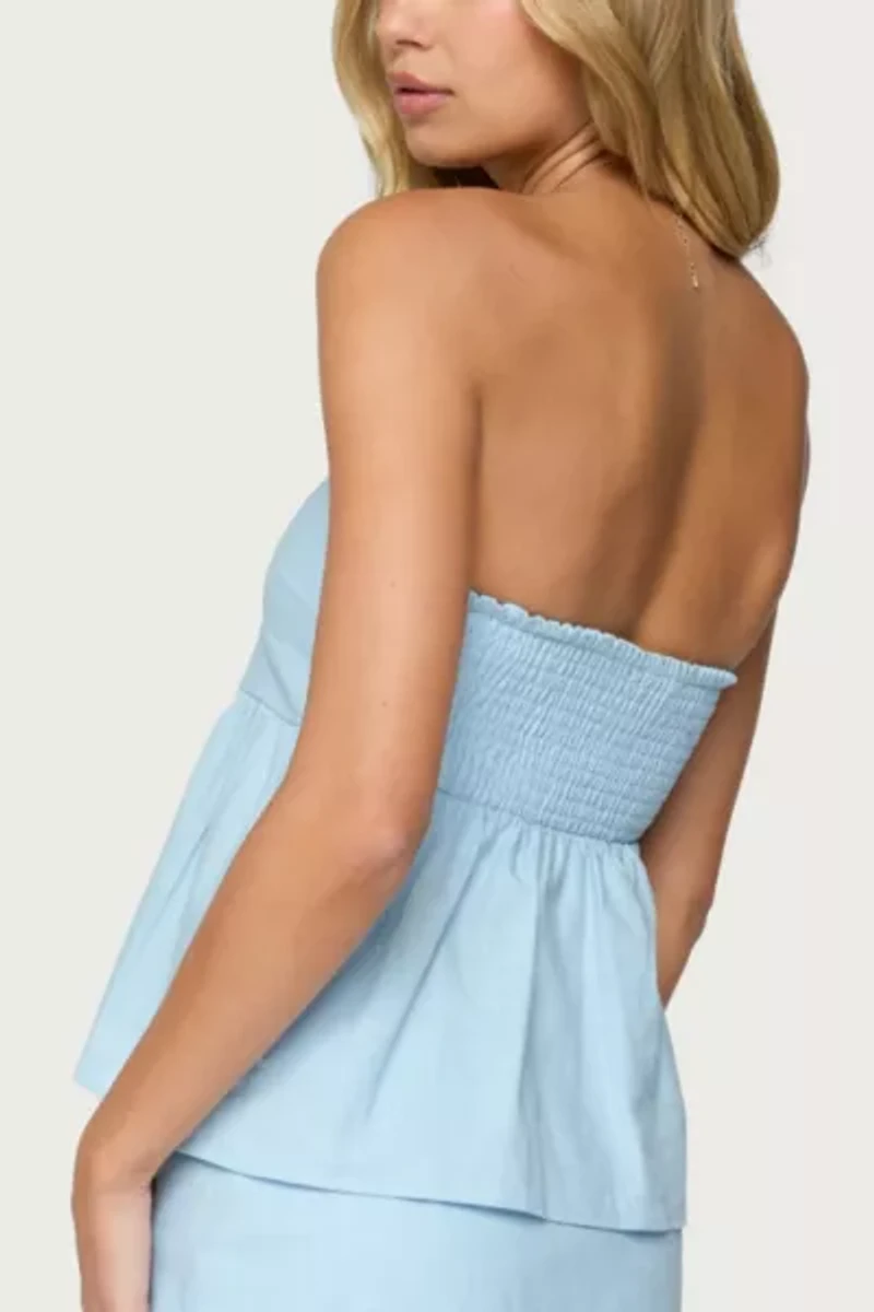 Edikted Avalai Linen Look Strapless Babydoll Top