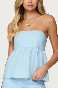 Edikted Avalai Linen Look Strapless Babydoll Top