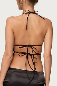 Edikted Nelley Backless Beaded Sequin Chiffon Top