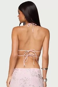 Edikted Nelley Backless Beaded Sequin Chiffon Top