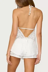 Edikted Arlie Floral Texured Sheer Halter Top