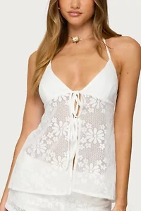 Edikted Arlie Floral Texured Sheer Halter Top