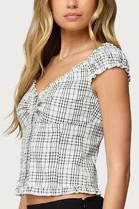 Edikted Dolsy Plaid Button Up Top