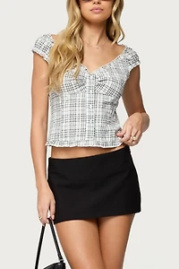 Edikted Dolsy Plaid Button Up Top