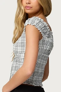 Edikted Dolsy Plaid Button Up Top