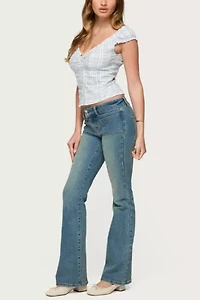 Edikted Dolsy Plaid Button Up Top