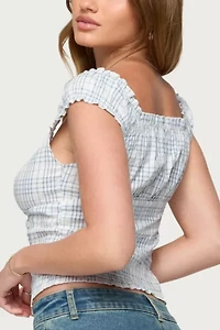 Edikted Dolsy Plaid Button Up Top