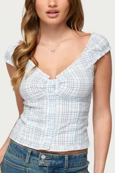 Edikted Dolsy Plaid Button Up Top